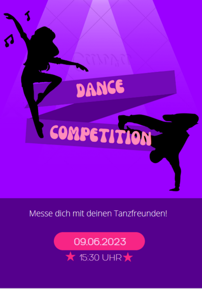 Plakat zur Ankuendigung eines Tanzwettbewerbs