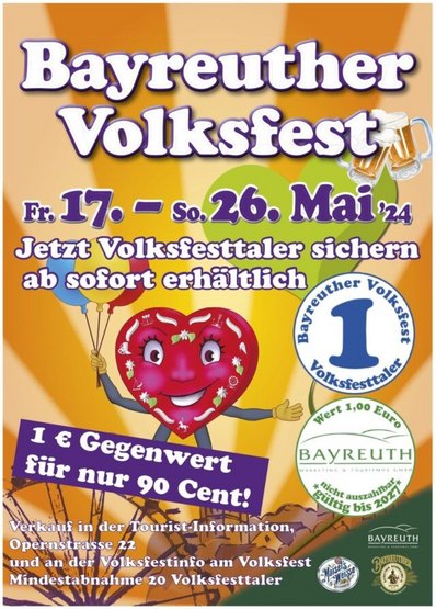Plakat zur Ankuendigung des Bayreuther Volksfestes