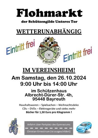 Plakat des Indoor-Flohmarkt Schützengilde Unteres Tor