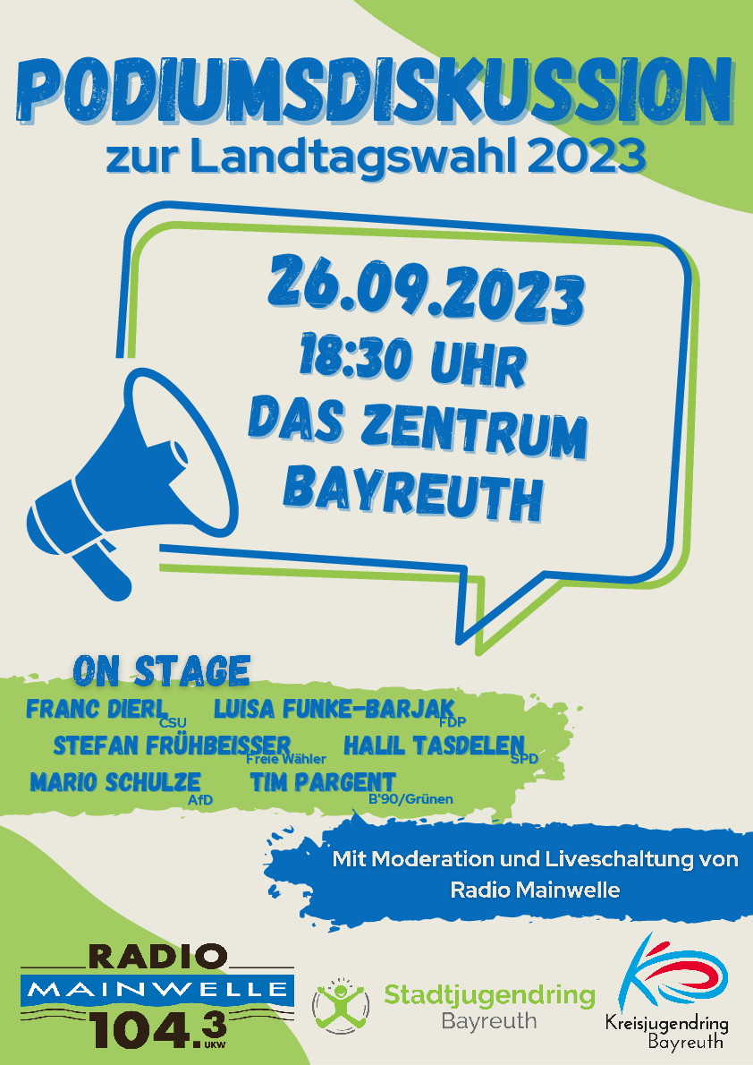 Plakat zur Podiumsdiskussion zur Landtagswahl 2023