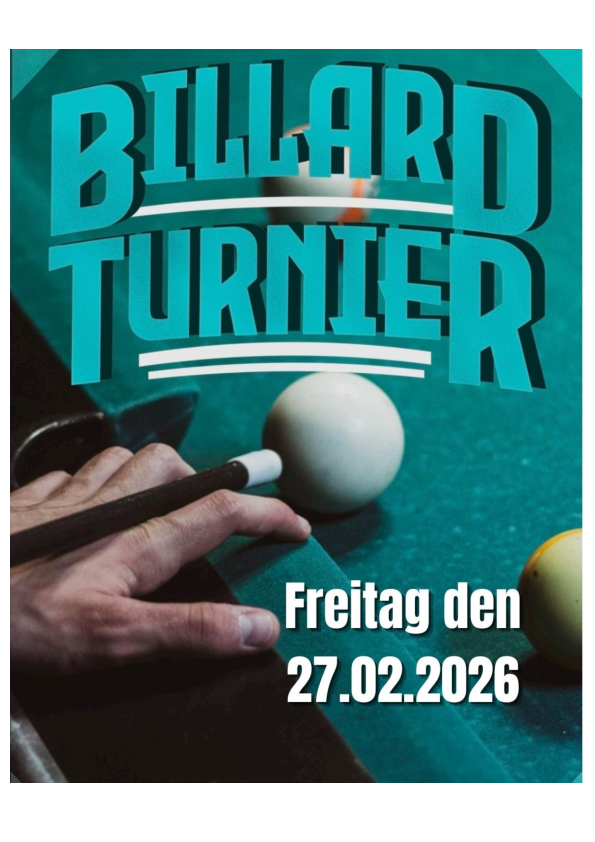 Eine Hand die Billiard spielt. Der Stab berührt knapp die weiße Kugel.