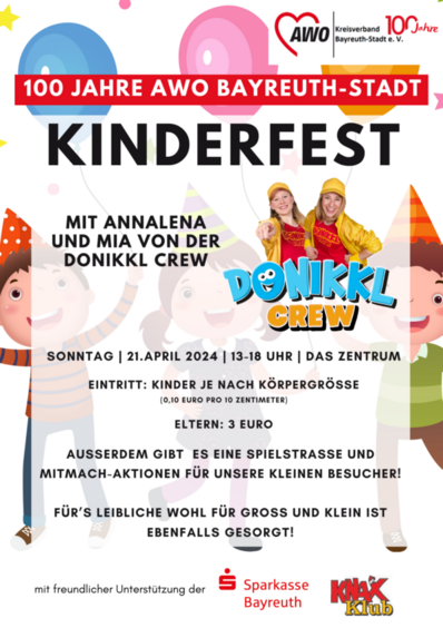 Plakat zum Kinderfest mit der Donikkl Crew