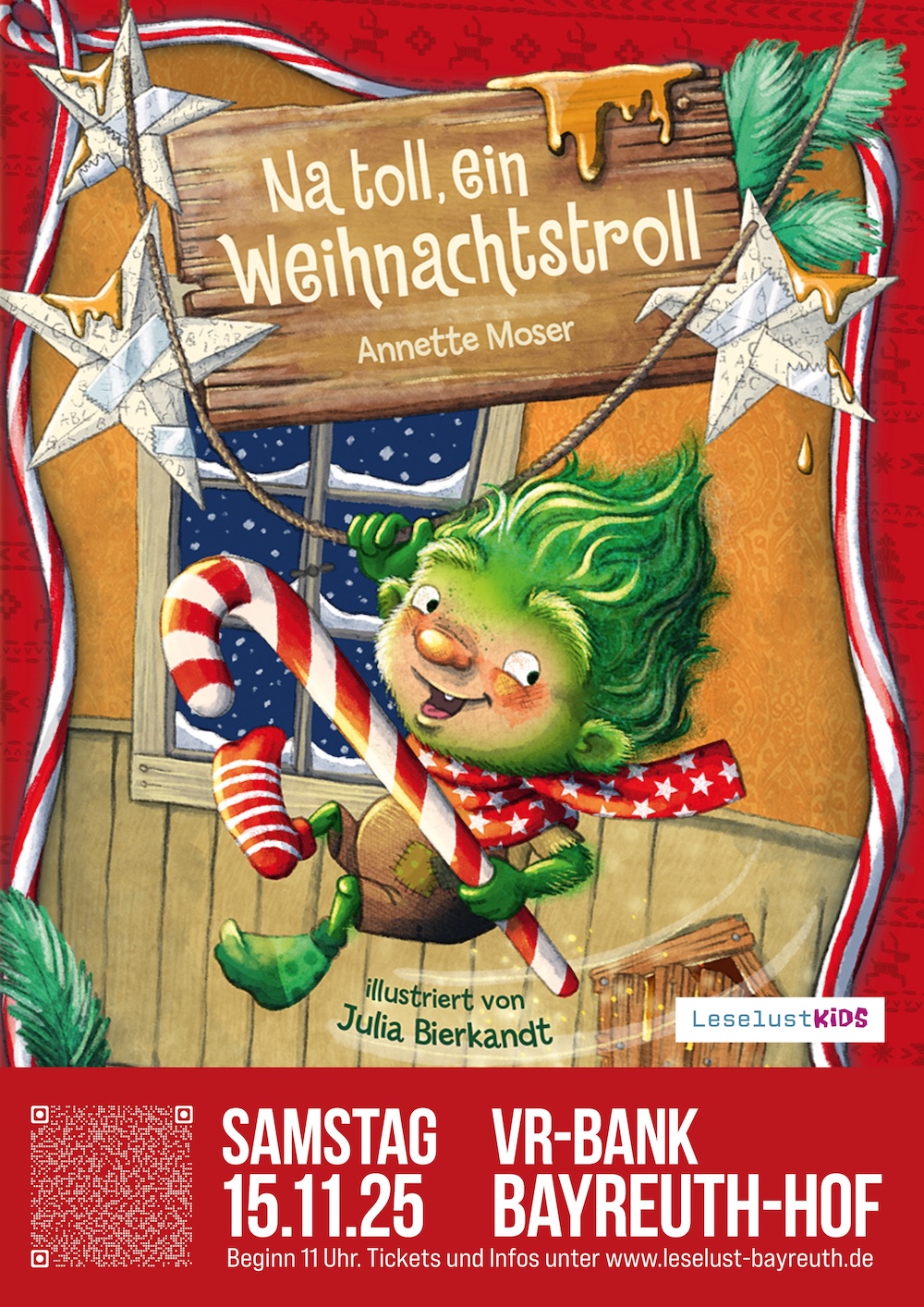 Werbeplakat für Weihnachtsliche Lesung "Na toll, ein Weihnachtstroll"