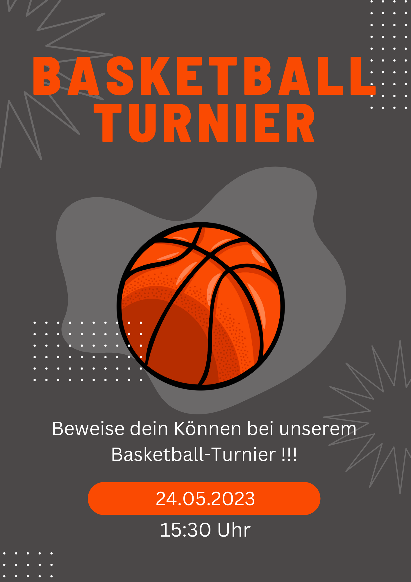 Plakat zur Ankuendigung eines Basketballturniers