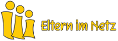 Logo Eltern im Netz in gelber Schrift, links daneben 3 große I in gelb
