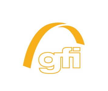 Logo der gfi mit gelbem Bogen ueber der Schrift