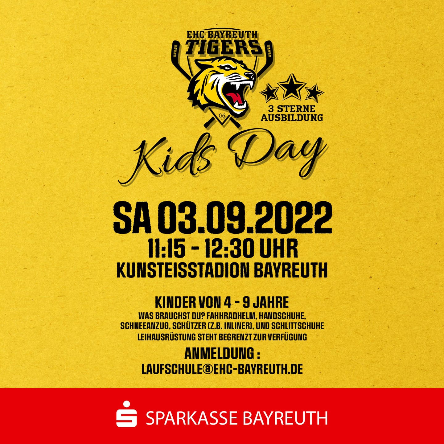 Flyer zum Kids Day des EHC Bayreuth Tigers
