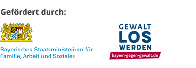 Logo Gewalt los werden, bayern-gegen-gewalt.de, gefördert durch das Bayerische Staatsministerium für Familie, Arbeit und Soziales