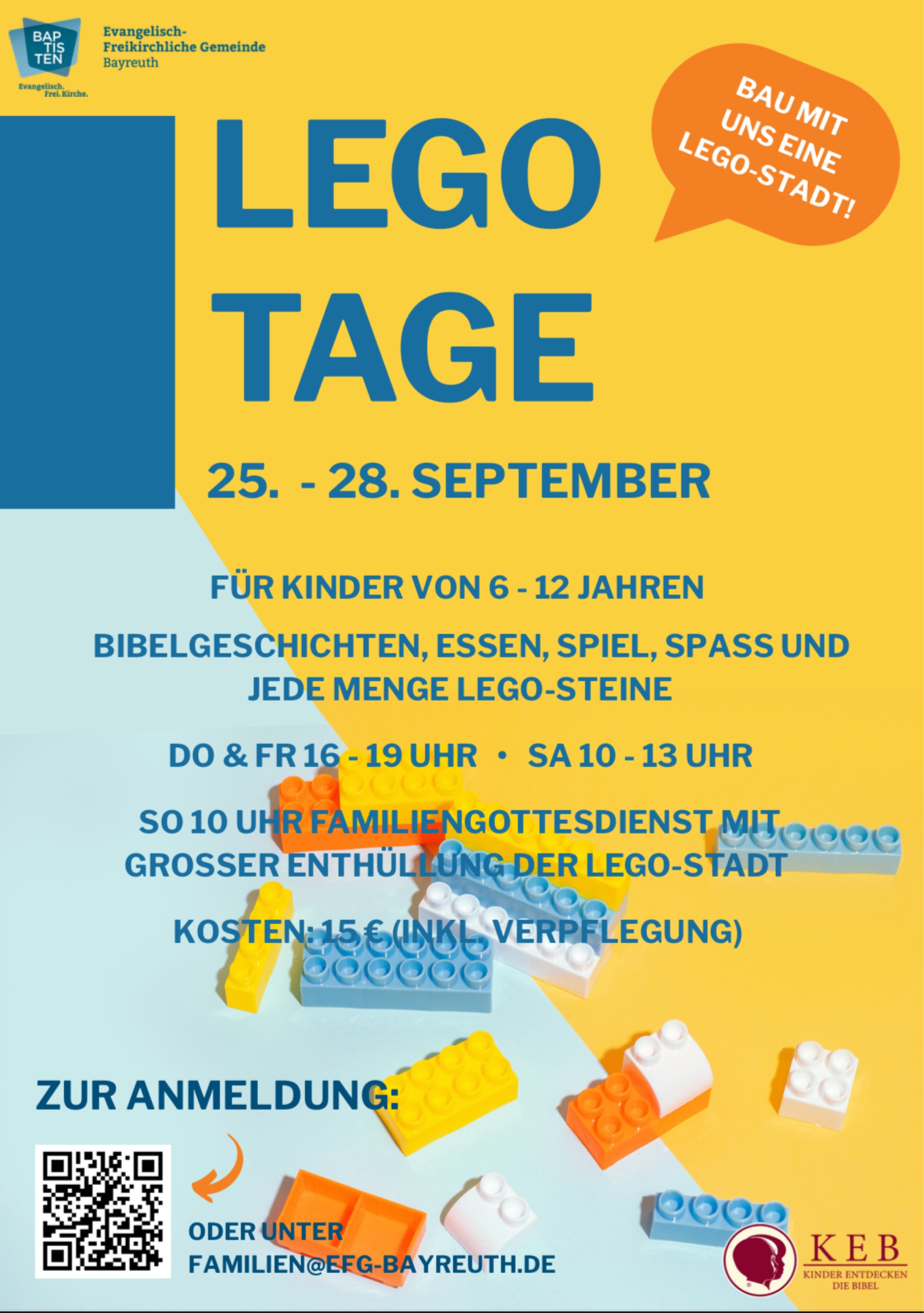 Flyer mit Werbung für die Lego-Tage vom 25. bis 28. September 2025.