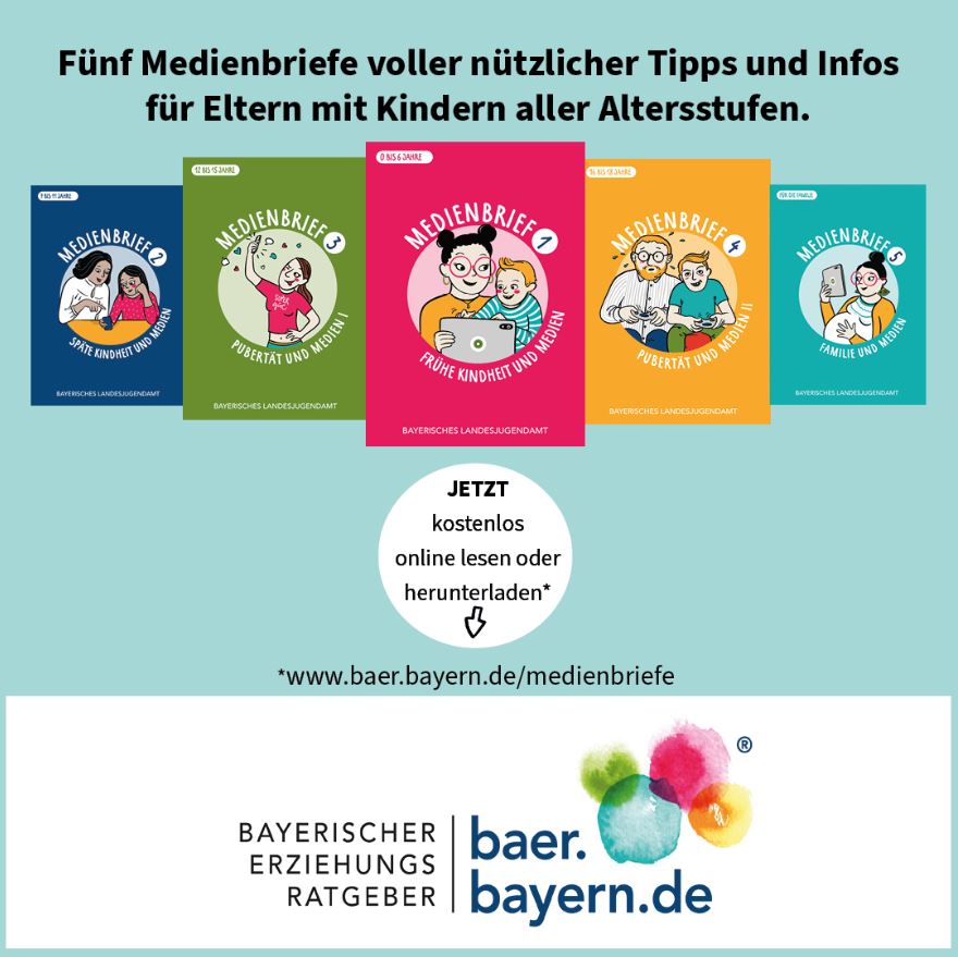 Flyer fuer Medienbriefe mit Infos fuer Eltern