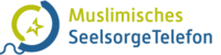 Logo muslimisches SeelsorgeTelefon, Schrift in gelb und blau