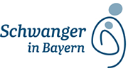 Logo Schwanger in Bayern in blauer Schrift auf weißem Hintergrund