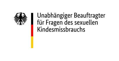 Logo Unabhaengiger Beauftragter für Fragen des sexuellen Kindesmissbrauchs in scharzer Schrift, links daneben der Bundesadler